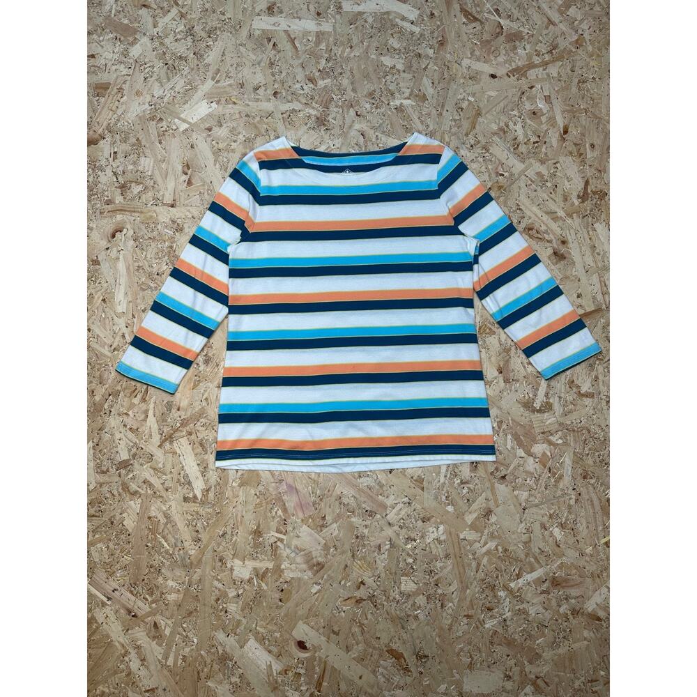 St John’s Bay Women’s Multicolor 3/4 Sleeve Boat Neck Shirt Sz L